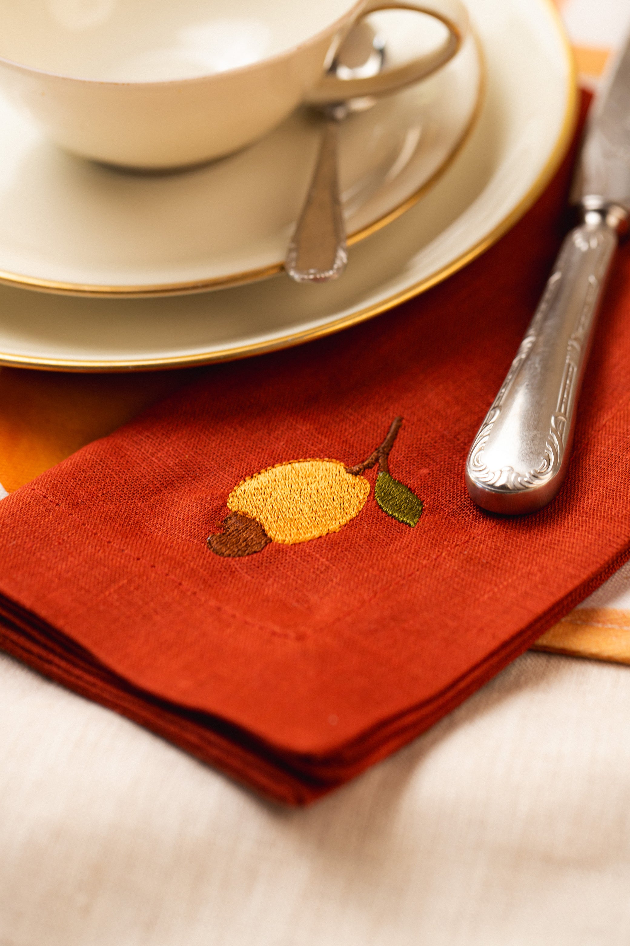 Kit Jogo Americano Caju com Guardanapo - Kit com 4