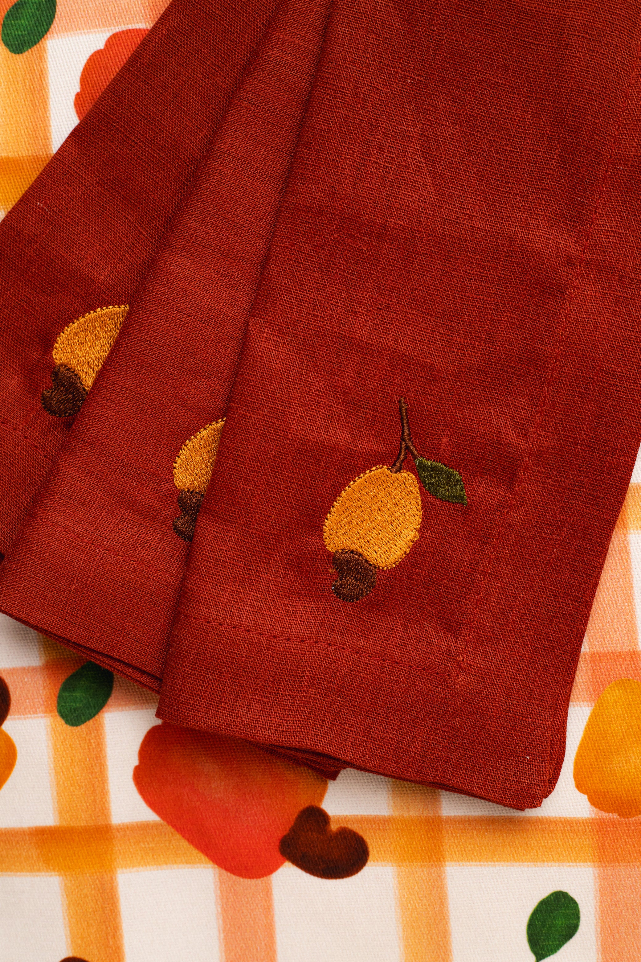 Kit Jogo Americano Caju com Guardanapo - Kit com 4