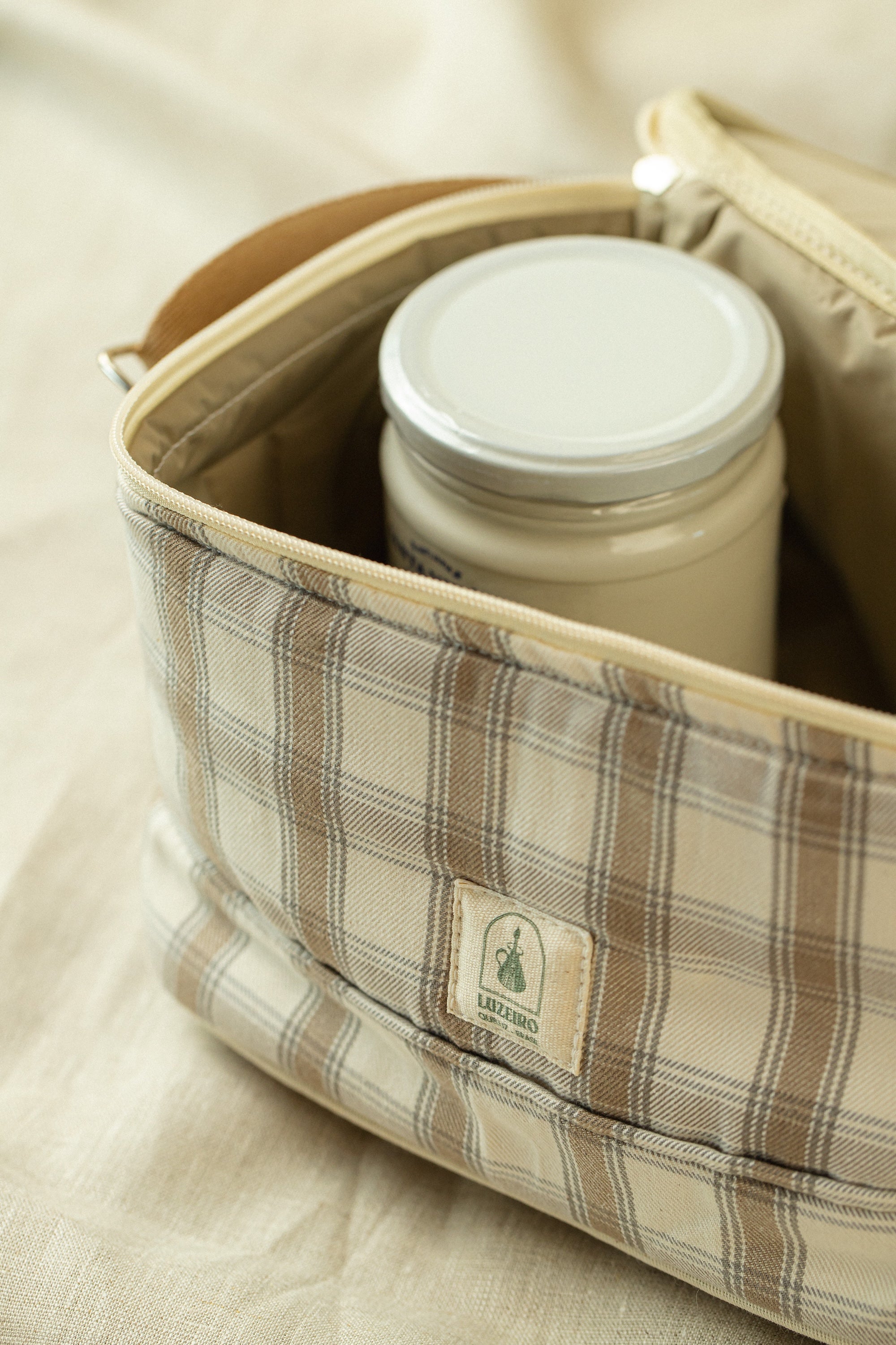 Térmica Pequena Xadrez Largo - Bege