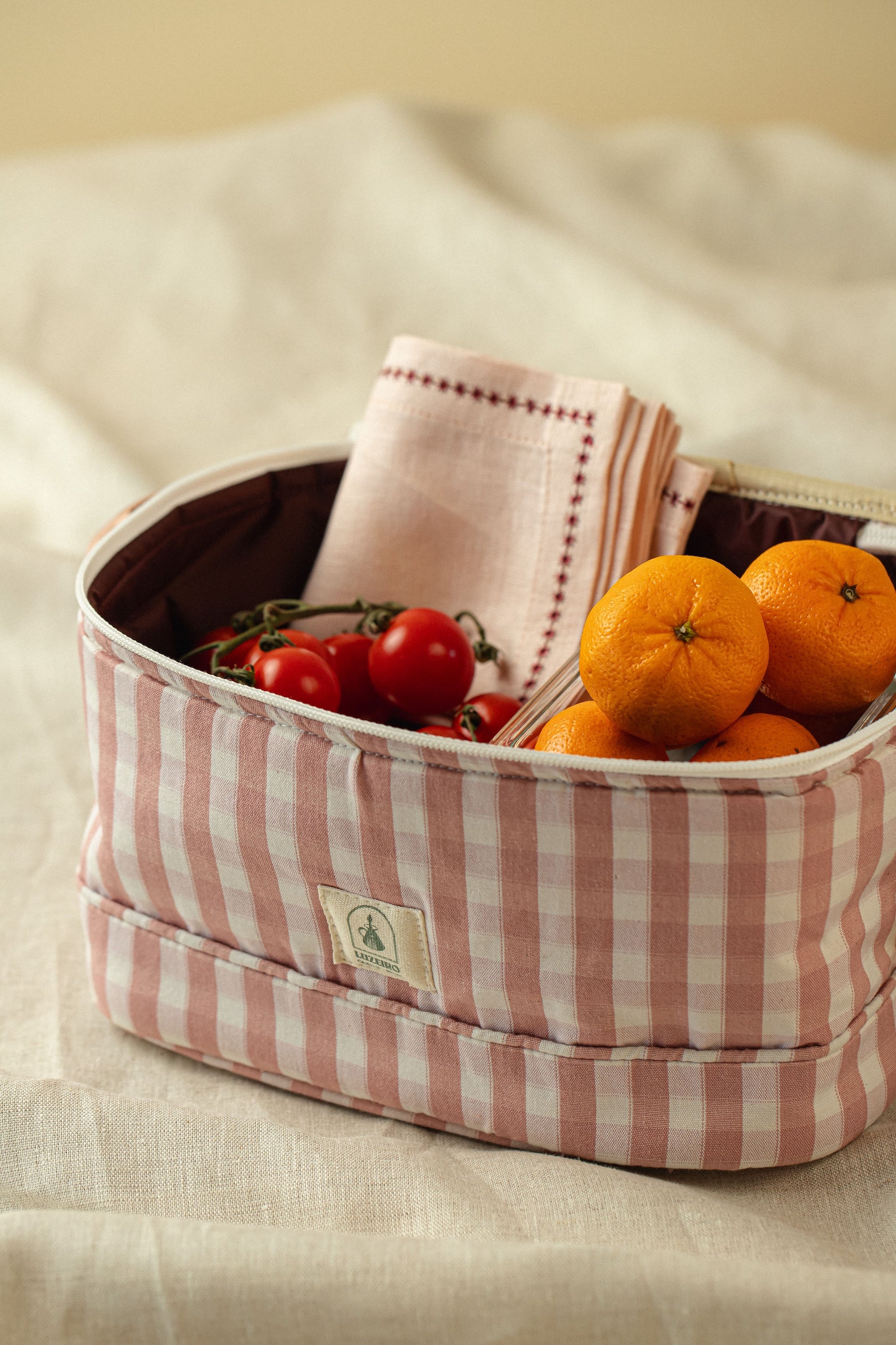 Térmica Pequena Xadrez - Rosa antigo