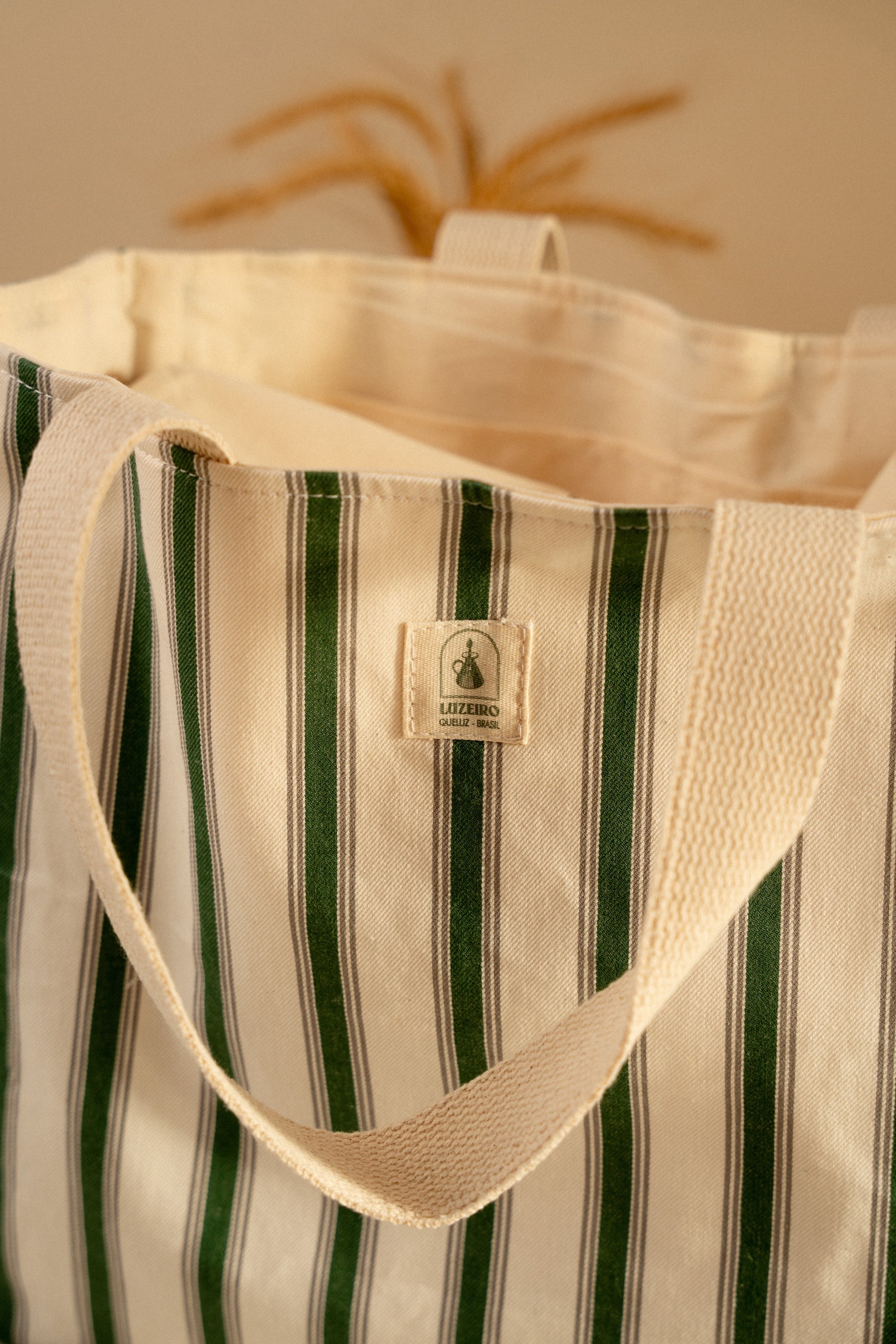 Bolsa média Listrada estruturada - Verde