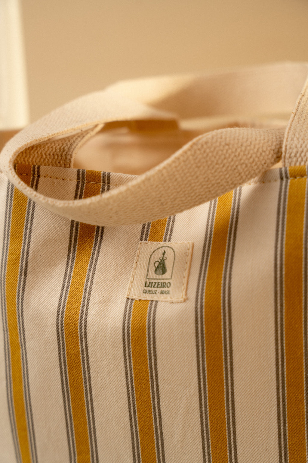 Bolsa média Listrada estruturada - Amarelo