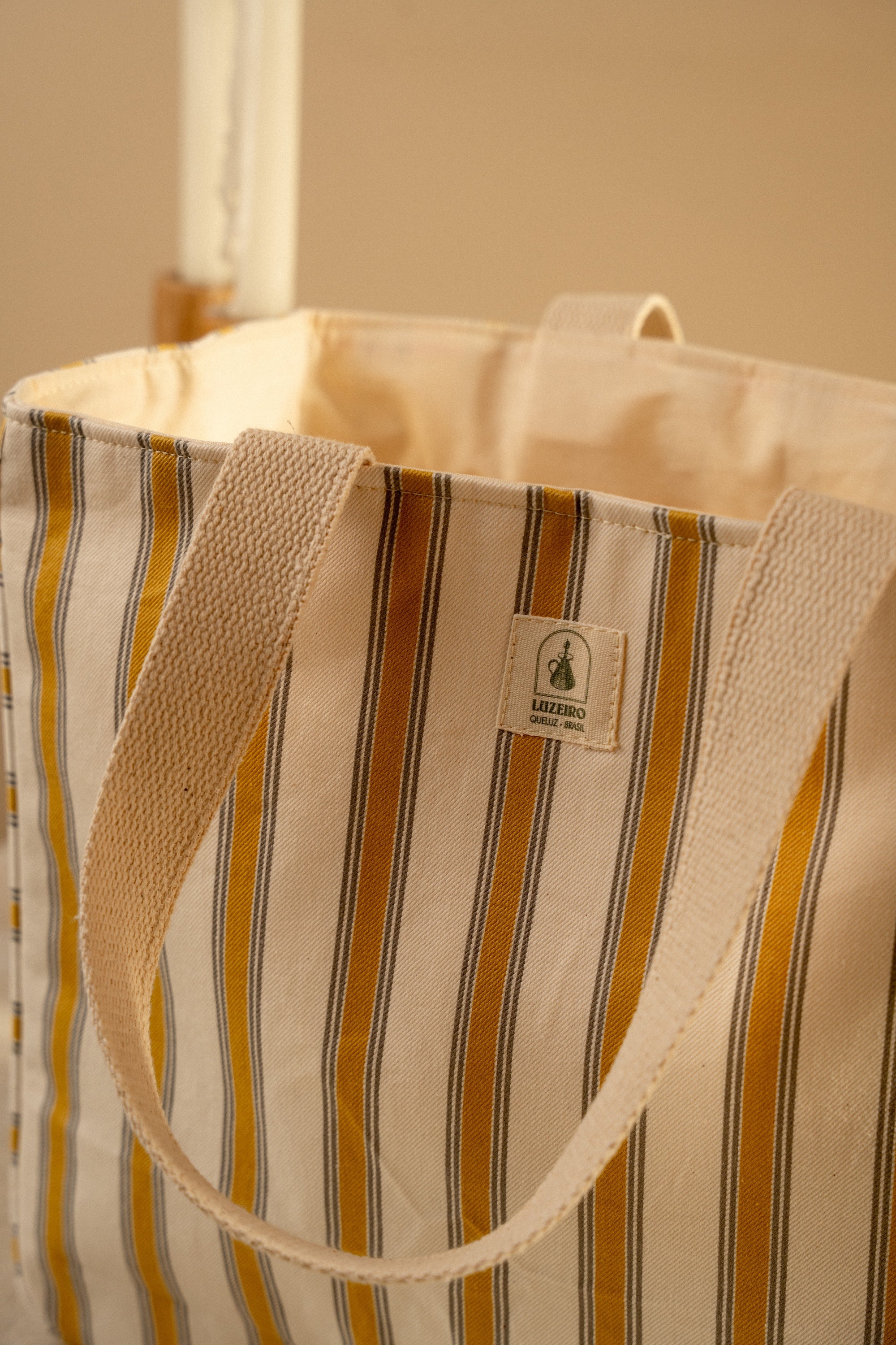 Bolsa média Listrada estruturada - Amarelo